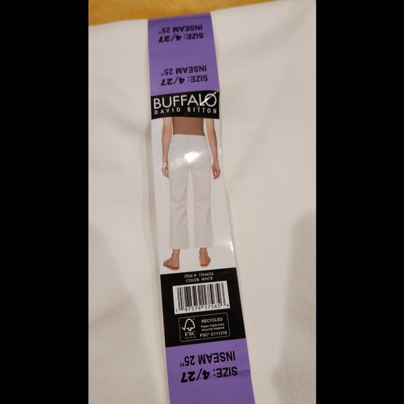TWO New Pairs David Bitton Buffalo Jean 4/27 Crop Pant 25" High Rise Lilac White - Picture 3 of 3